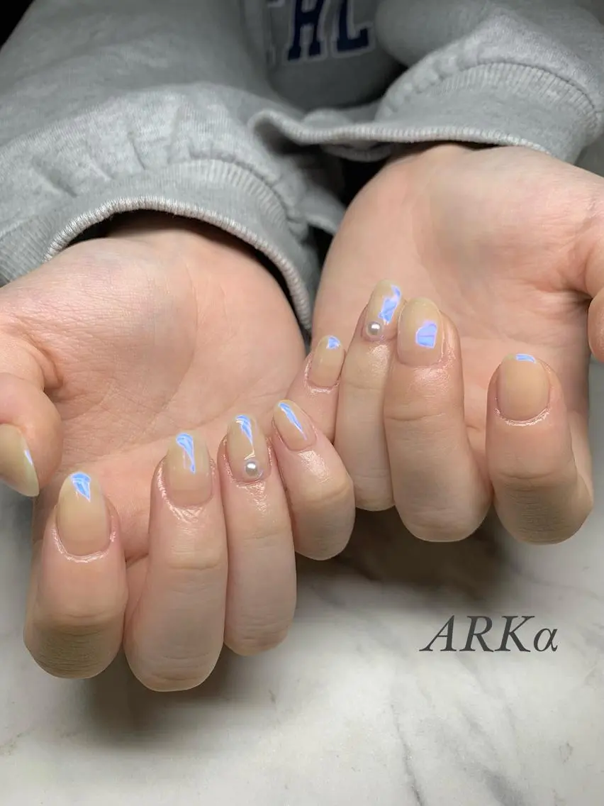 ミディアム ネイル ミラーネイル ハンドネイル Nailsalon ARKαのネイルデザイン