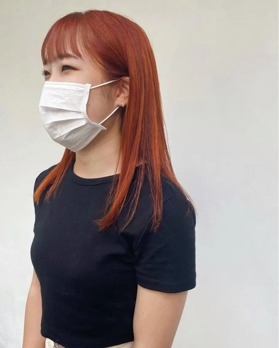 ロング カラー ブリーチ オレンジ tonari 梅田、中崎町のヘアスタイル