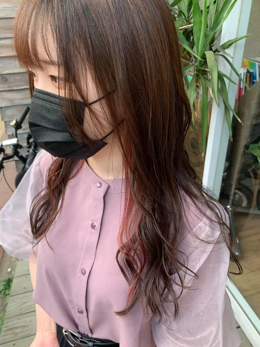 ロング カラー ヘアカラー あべ ゆうかのヘアスタイル