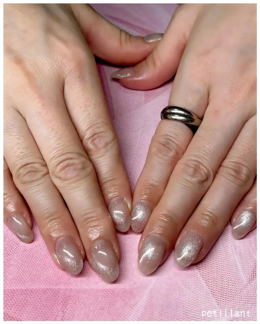 ネイル クリアネイル キラキラネイル マグネットネイル シンプルネイル nail salon petillantのネイルデザイン