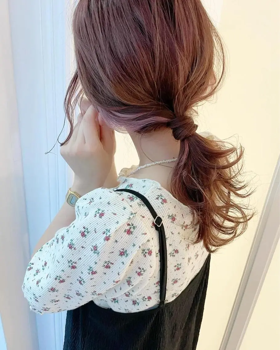 セミロング カラー イヤリングカラー ピンクカラー エクステ . AYUKAのヘアスタイル