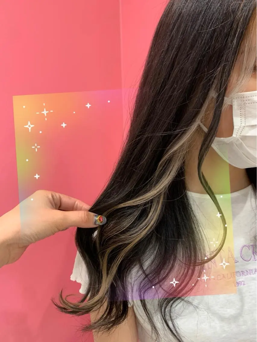 セミロング カラー ブリーチ ダブルカラー グラデーションカラー グレージュ インナーカラー 新宿駅近♡個室 ♡関口三都季🌜のヘアスタイル
