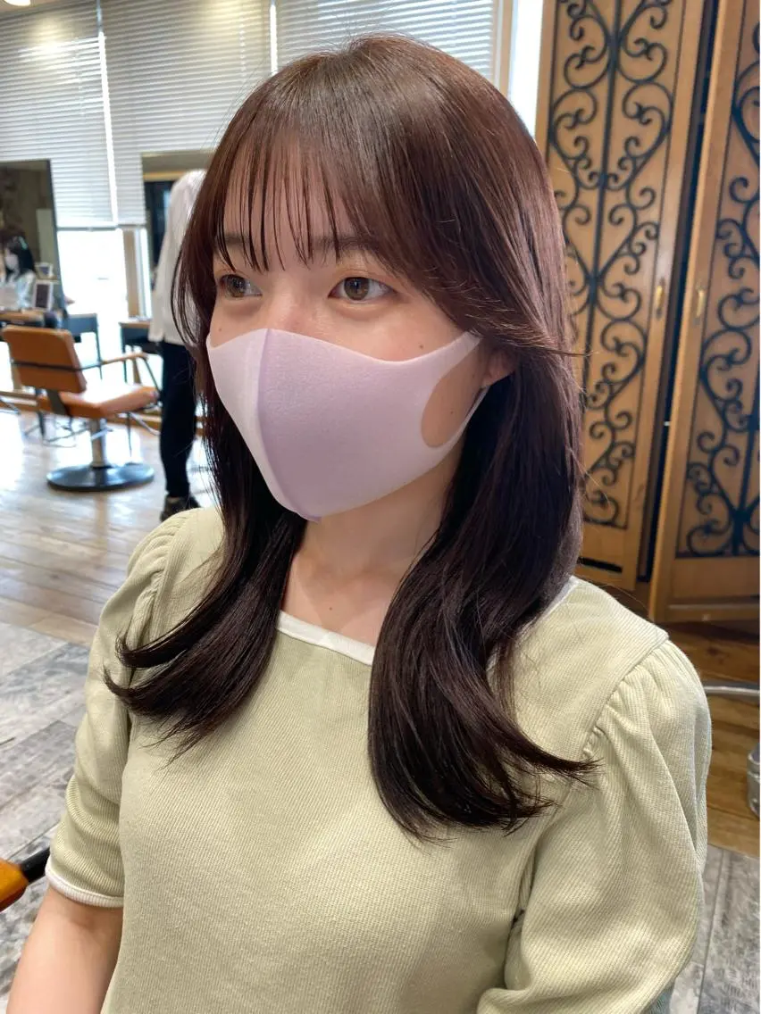 セミロング カラー ベージュカラー ブラウンカラー ブラウンベージュ くびれヘア 顔周りカット 顔周り/くびれヘア 韓国ヘア💕風間るなのヘアスタイル