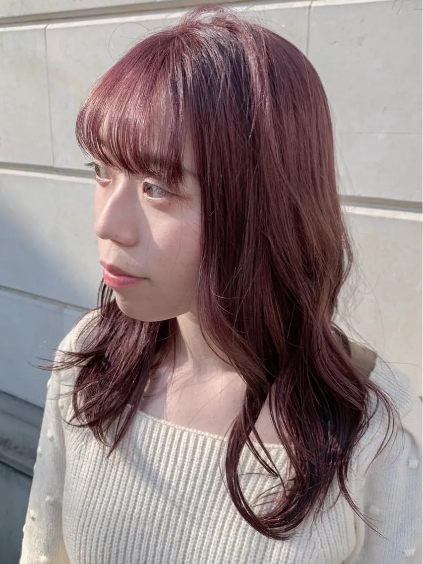 ロング カラー ヘアアレンジ ピンクカラー ヘアカラー トリートメント yuka .のヘアスタイル