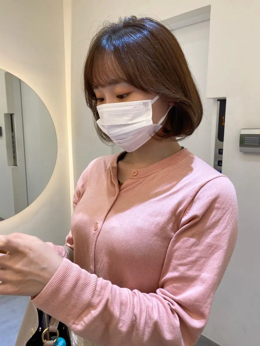 ショート ボブ 韓国風ヘア 透け感たっぷり柔らか 梨花子🌼のヘアスタイル