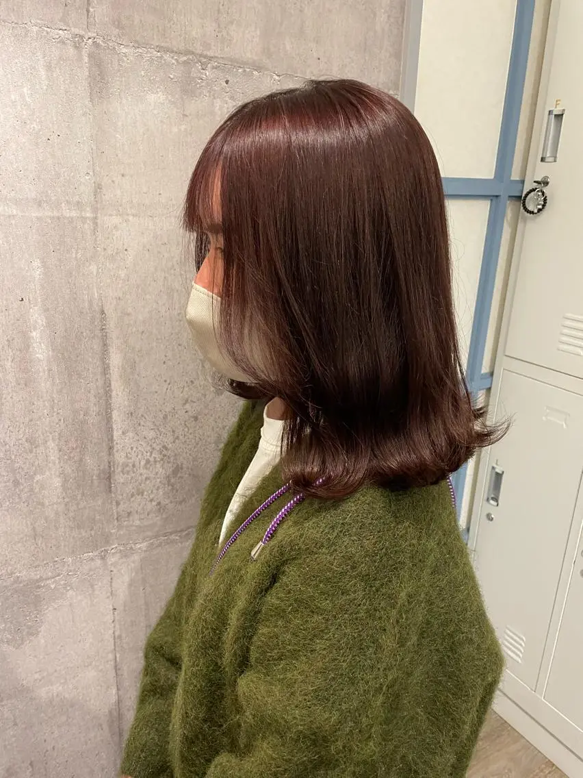ミディアム カラー ヘアアレンジ ピンクカラー くびれヘア カット ヘアカラー トリートメント 🕊miki モテ髪🫧のヘアスタイル