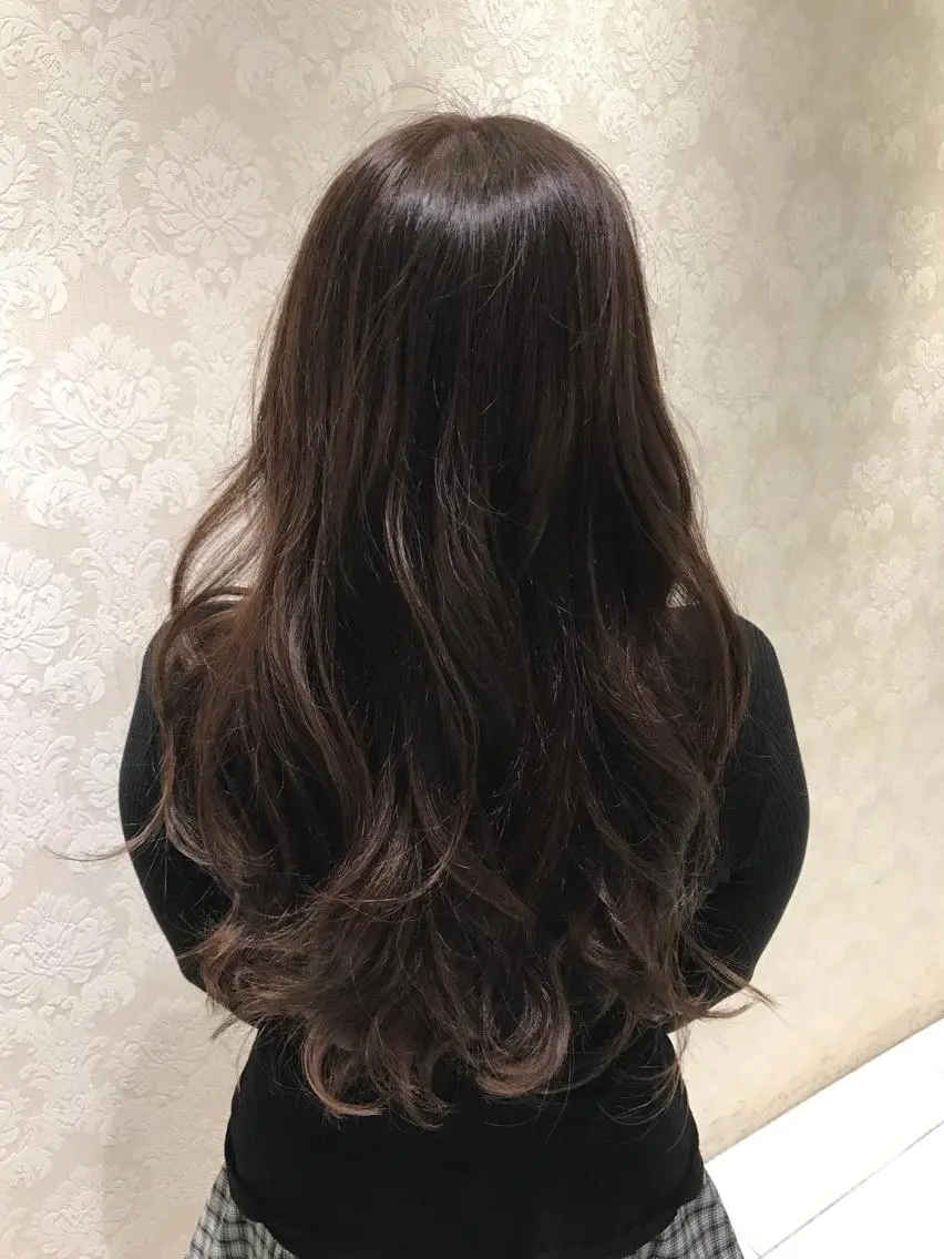 ロング カラー ヘアアレンジ ブリーチ グレージュ ブリーチなしカラー ロング ⭐️髪質改善⭐️ フジヒサゴウタのヘアスタイル