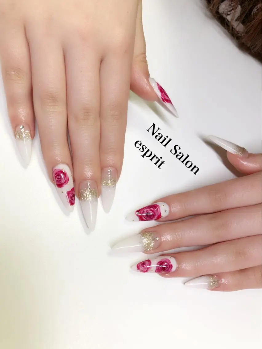 ネイル 長さ出し ロングネイル 持ち込み スカルプネイル ストーンネイル Nail Salon espritのネイルデザイン
