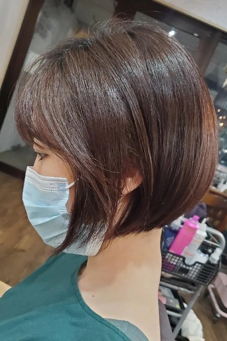 ショート カラー 切りっぱなしボブ ショートボブ ショートレイヤー ハンサムショート バレイヤージュ カット ヘアカラー トリートメント 韓国レイヤー柔らかい 地毛風縮毛矯正/マツのヘアスタイル