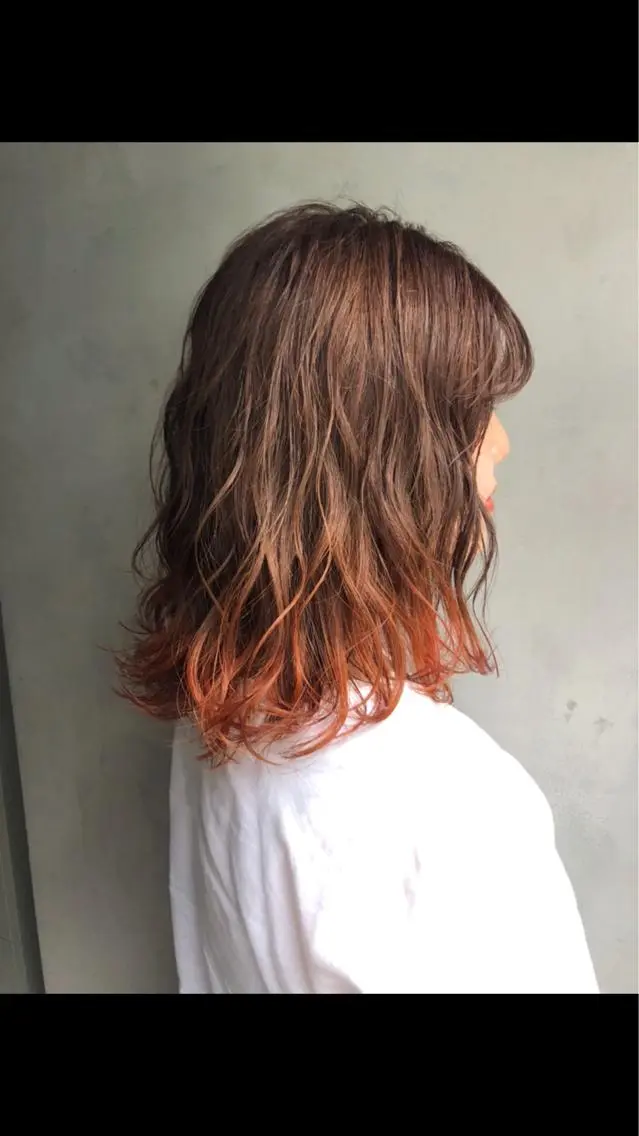 ミディアム カラー ブラウンカラー オレンジ オレンジブラウン MIYU💋💖 〈XENA渋谷本店〉のヘアスタイル