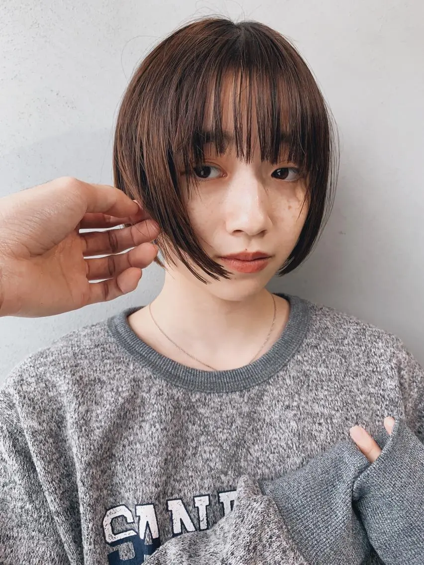 ショート カラー ボブパーマコテ巻き風 パーマNo1深江秀平のヘアスタイル