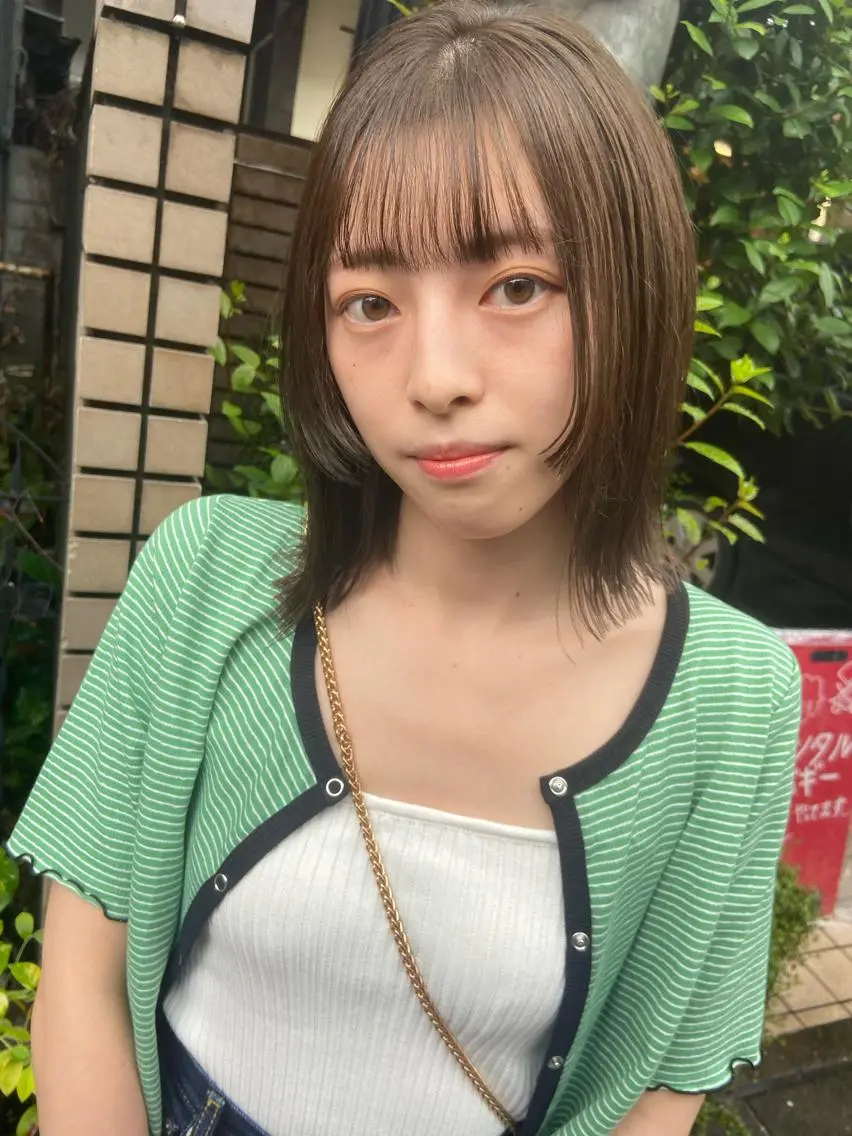 ミディアム カラー ブリーチ グレージュ ハイライトカラー ハイトーンカラー オレンジ ヘアカラー トリートメント 松尾太樹 【pia】福岡美容室のヘアスタイル