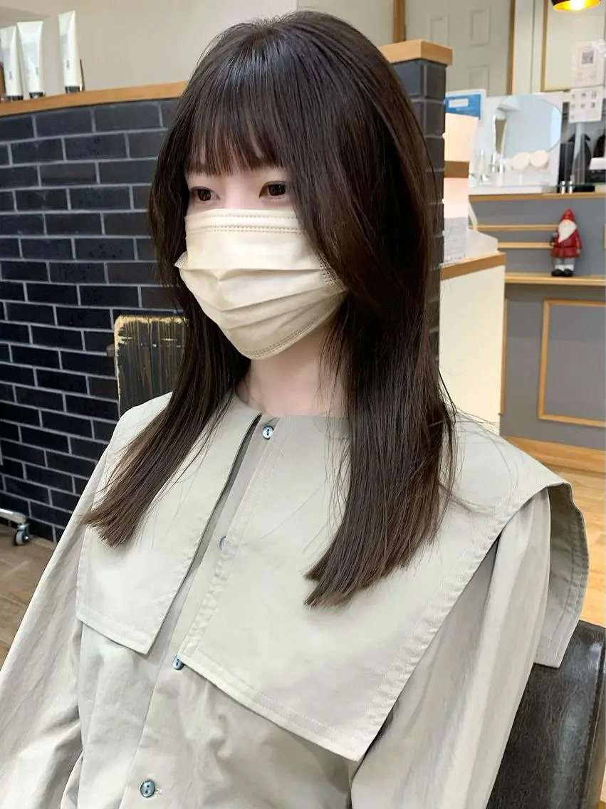 ミディアム カラー パーマ ヘアアレンジ メンズ キッズ ネイル マツエク・マツパ レイヤーカット/ 巻ける縮毛矯正のヘアスタイル