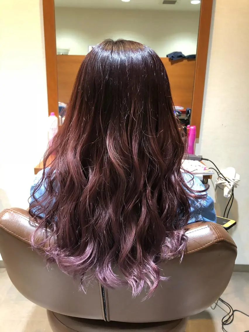 セミロング カラー アッシュ グラデーションカラー ピンクカラー ピンクアッシュ 萩原 凌✄のヘアスタイル