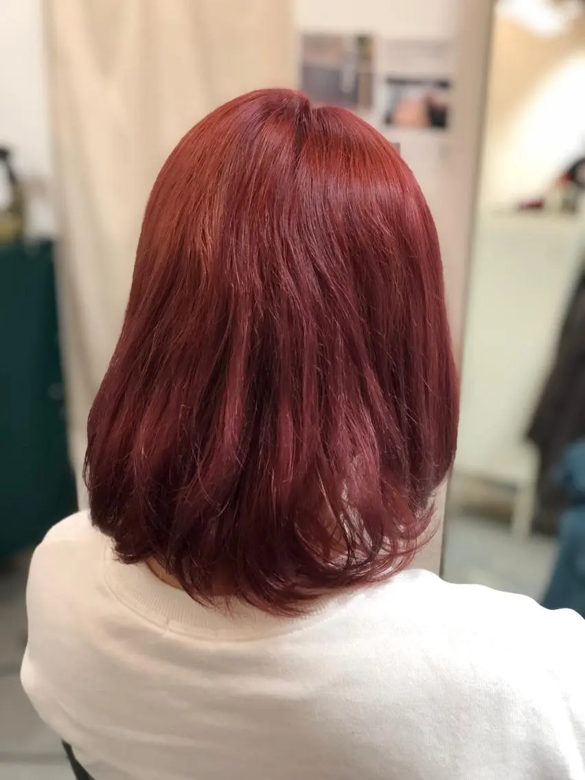セミロング カラー ボルドーカラー carre hair 店長 中園 武士のヘアスタイル