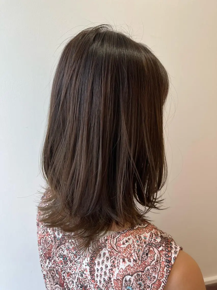 セミロング カラー カット ヘアカラー ボブ🍊暖色カラー 浅草【Bob美容師】のヘアスタイル