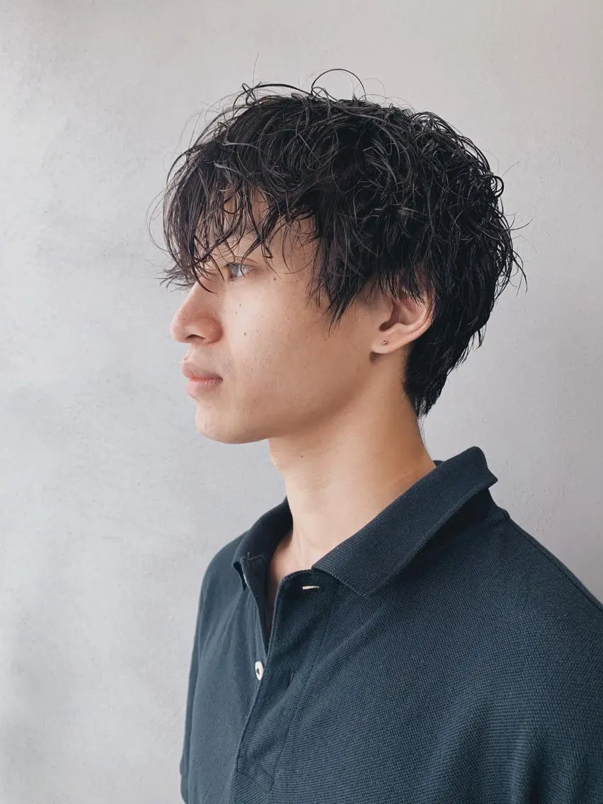 ショート パーマ メンズ ボブパーマコテ巻き風 パーマNo1深江秀平のヘアスタイル