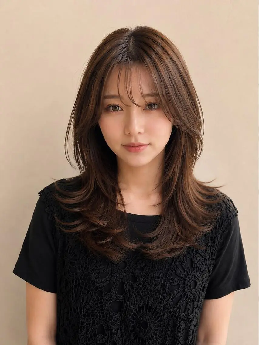 ミディアム レイヤーカット ウルフカット tahie 松屋町のヘアスタイル