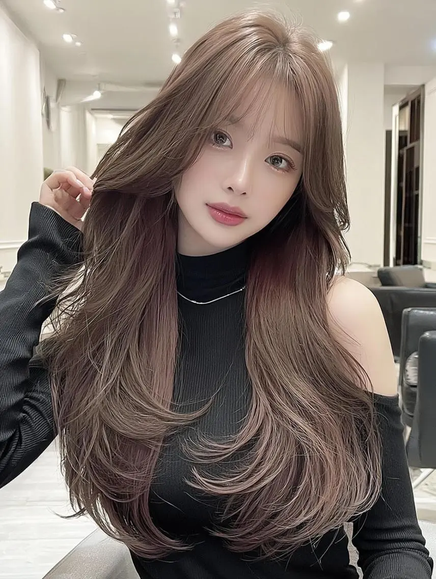 セミロング 顔周りカット 髪質改善 韓国風ヘア レイヤーカット カット ヘアカラー FOCUS JAPAN2のヘアスタイル