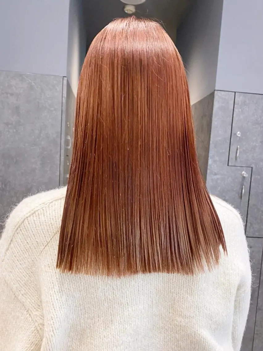 ミディアム カラー パーマ ヘアアレンジ オレンジ カット ヘアカラー トリートメント ITbyALBUM 八王子店のヘアスタイル
