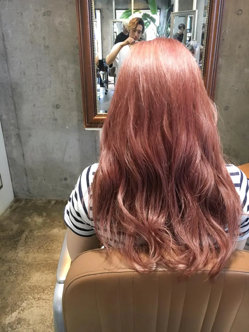 ロング カラー ダブルカラー ピンクカラー 北條 優輝のヘアスタイル