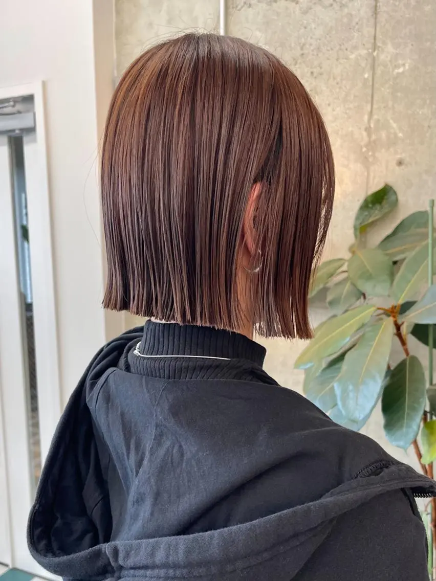 ミディアム カラー ボブ ヘアカラー トリートメント ✨縮毛矯正/ボブ✨ 佐藤 さくらのヘアスタイル