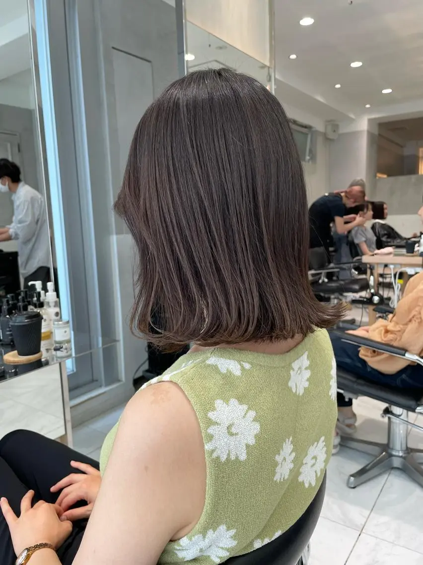 ミディアム カット ヘアカラー トリートメント ヘッドスパ ヘアセット オリーブ カラー✨有坂映哉のヘアスタイル