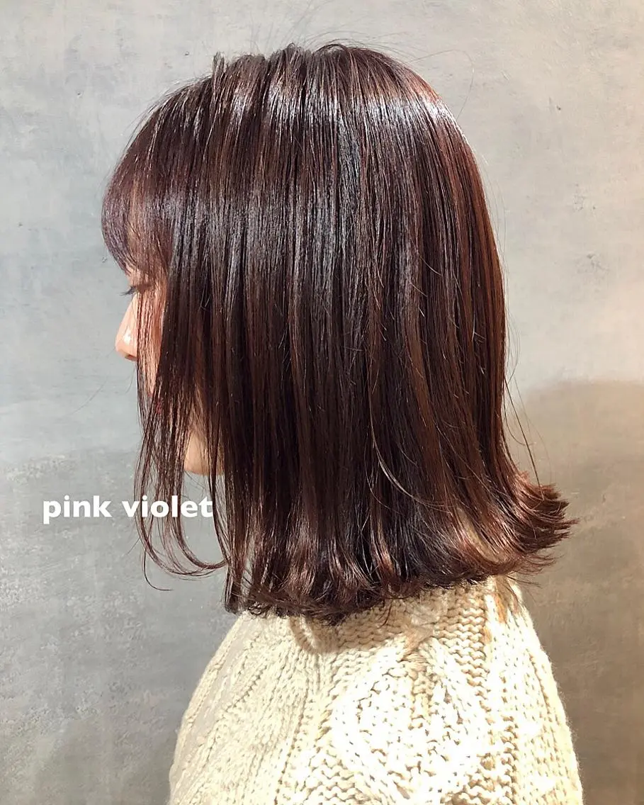 ミディアム カラー ラベンダーカラー ピンクカラー ピンクラベンダー カット パーマ ツキノキ ミナのヘアスタイル