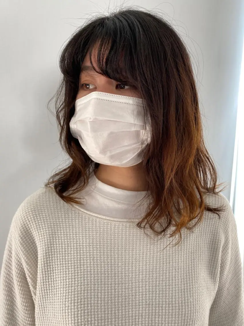 セミロング カラー パーマ KOOKI スティードトーキョーのヘアスタイル