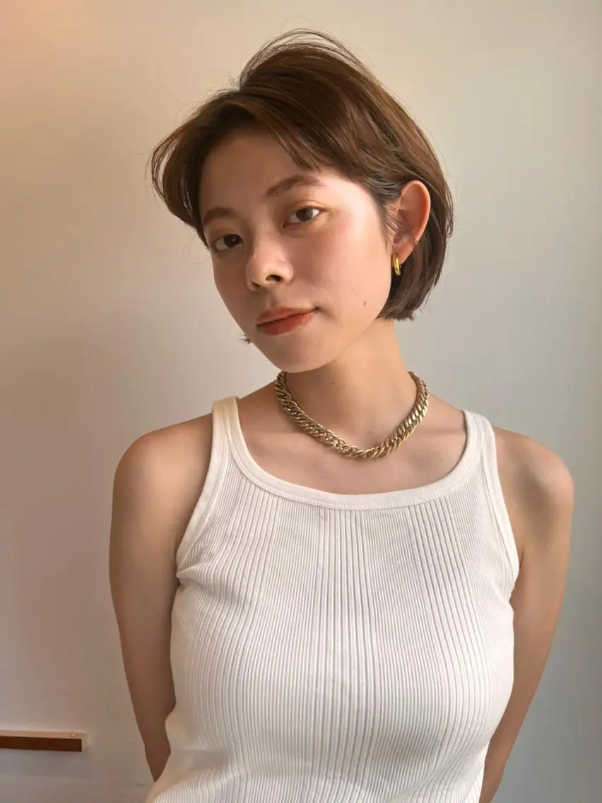 ショート カラー パーマ ショートボブ アディクシーカラー ブリーチ ケアブリーチ デザインカラー カット CEINE OURのヘアスタイル