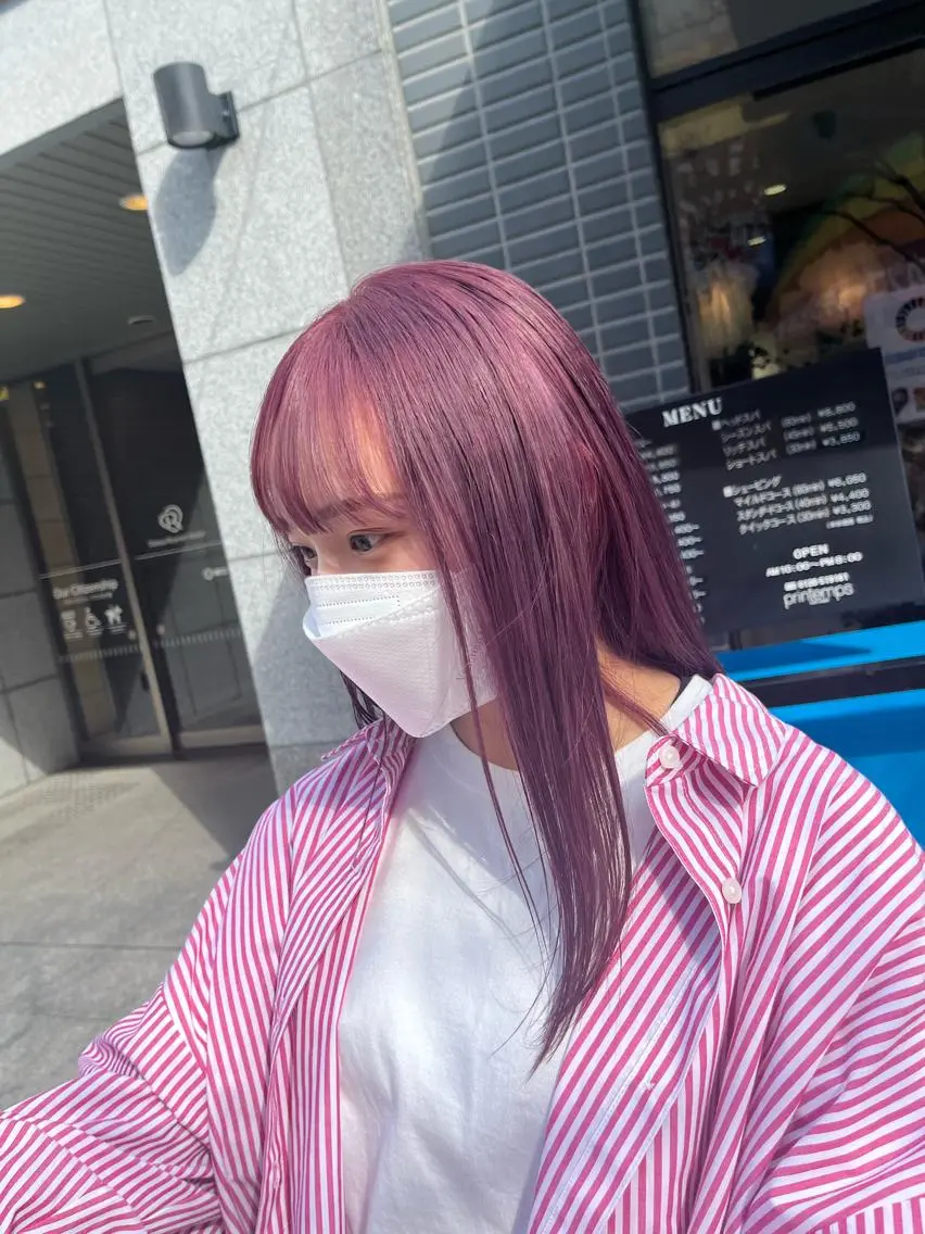 ロング カラー ラベンダーカラー ピンクカラー ピンクラベンダー カット ヘアカラー トリートメント 瀬川 響音のヘアスタイル
