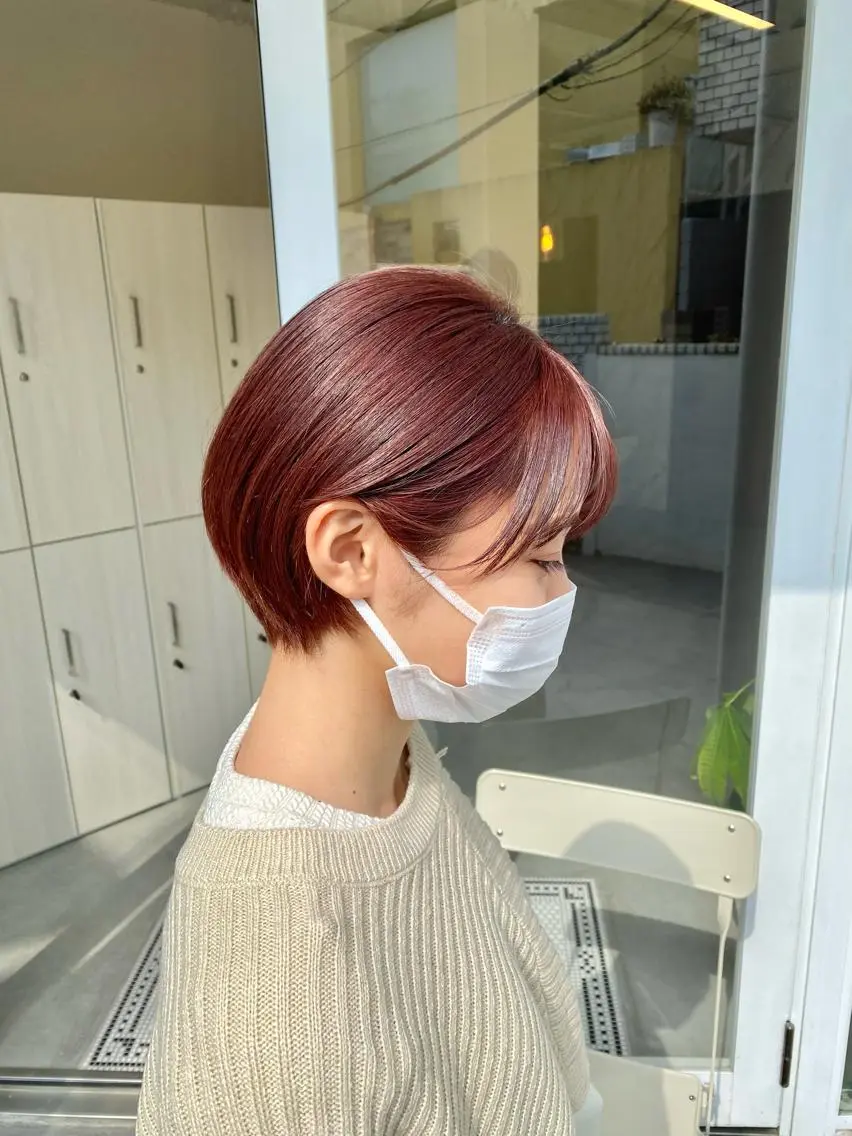 ショート カラー ブラウンカラー ピンクカラー ピンクブラウン カット ヘアカラー トリートメント ハイトーン×似合わせ 🌱中川慎之介のヘアスタイル