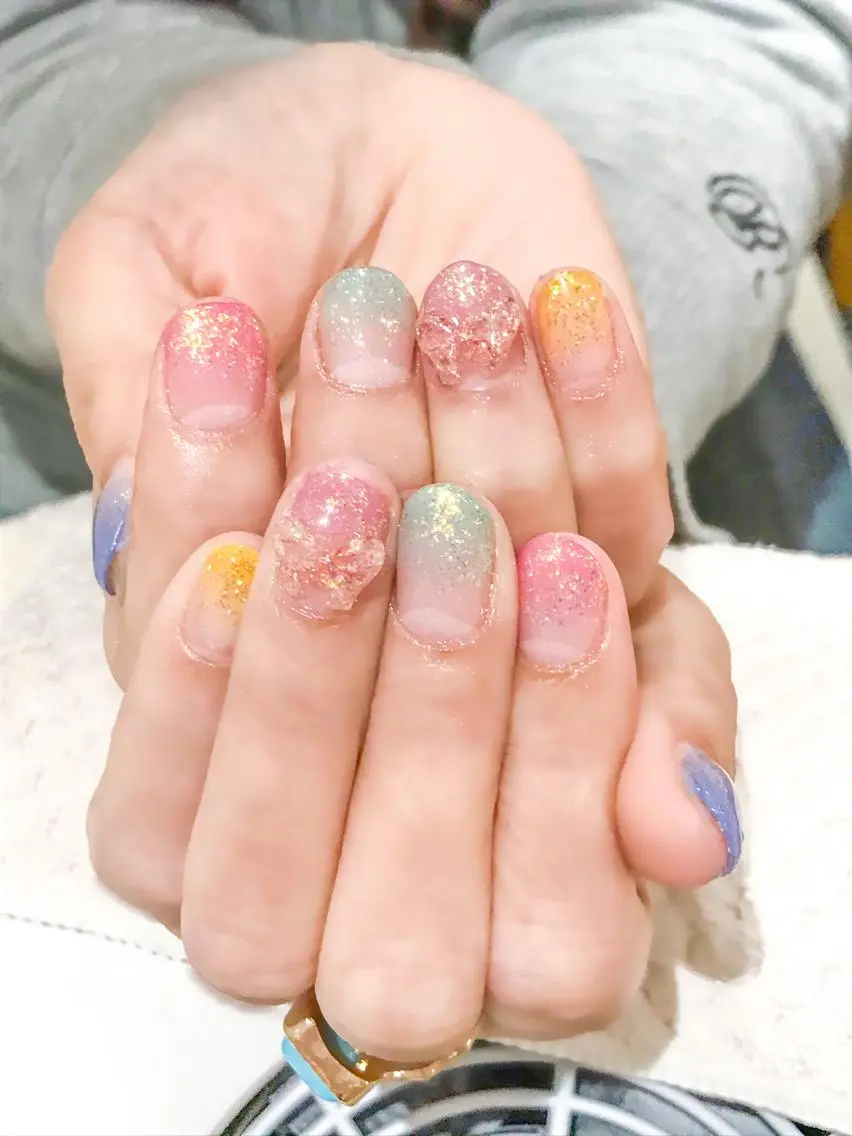 ネイル クリアネイル グラデーション キラキラネイル Nyanco Nailのネイルデザイン