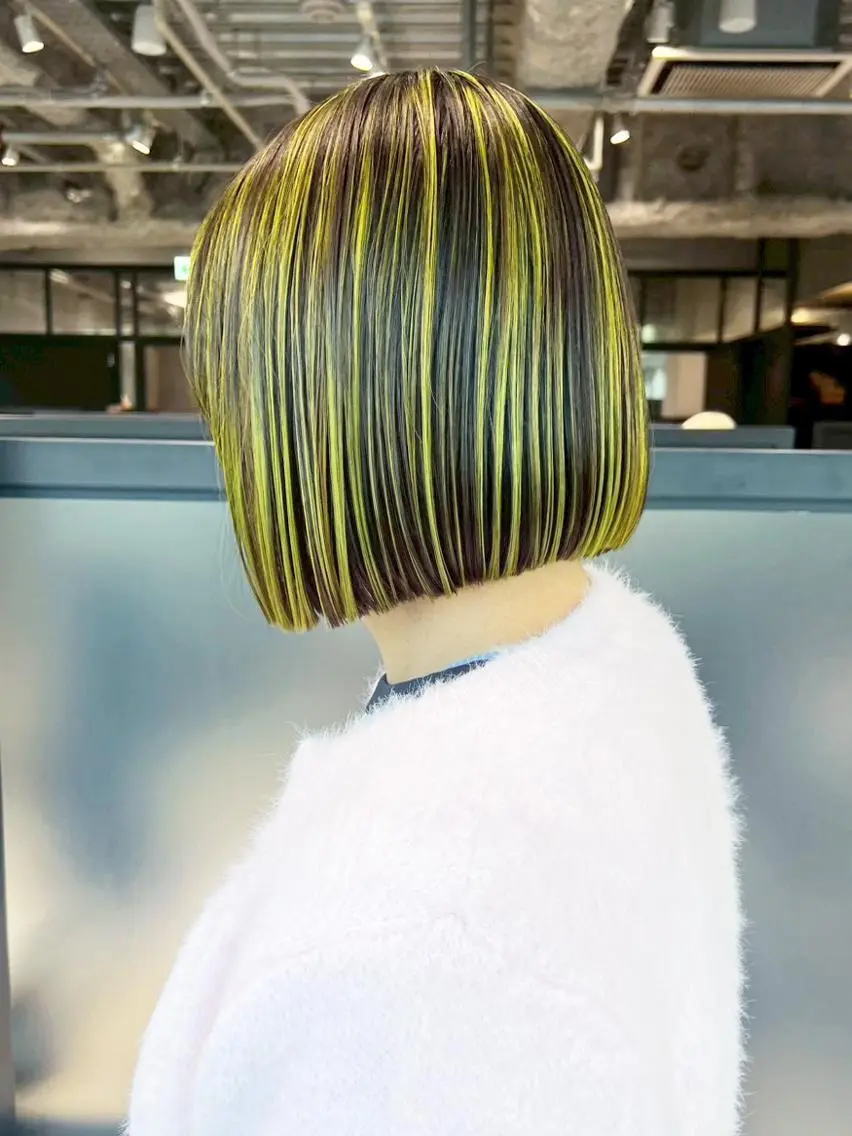 ミディアム カラー ブリーチ ダブルカラー ハイトーンカラー ボブ カット ヘアカラー トリートメント ITbyALBUM 中野店のヘアスタイル
