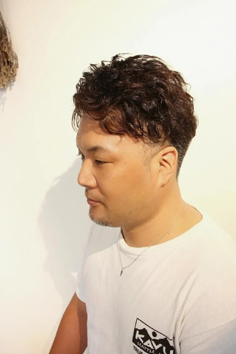 ショート パーマ メンズ カット パーマ トリートメント フジタミキ ✨メテオ TR、ヘッドスパのヘアスタイル