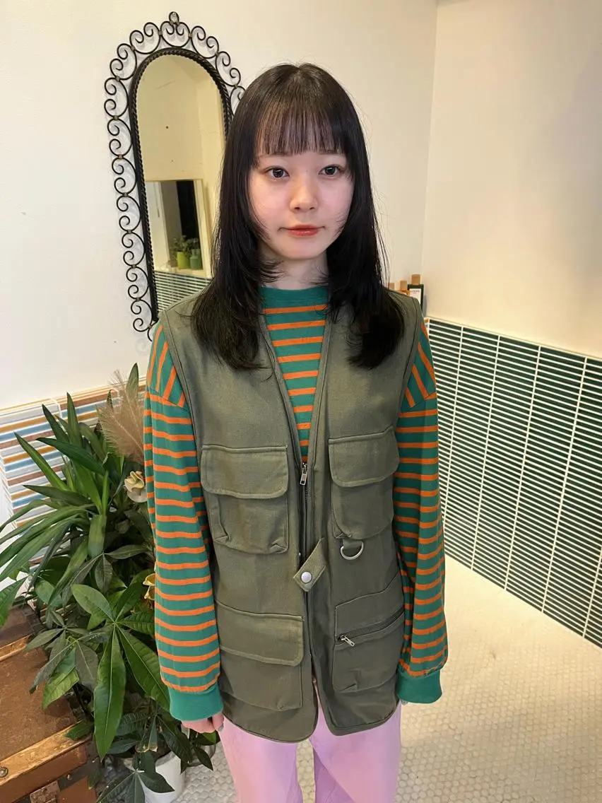 セミロング カラー レイヤーカット 似合わせカット カット 🩷ハイトーン透明感 レイヤー🩷ユリカのヘアスタイル