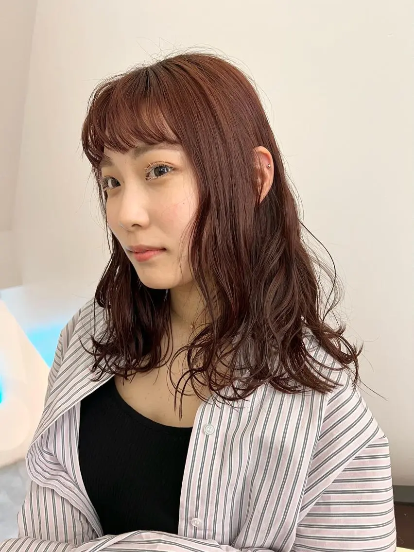 セミロング カラー ブリーチ 顔周りカット/透明感 カラー✂️MEIのヘアスタイル
