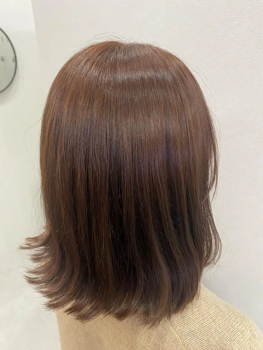 カラー ブリーチ ブリーチなしカラー テラコッタ EleRe さくやのヘアスタイル