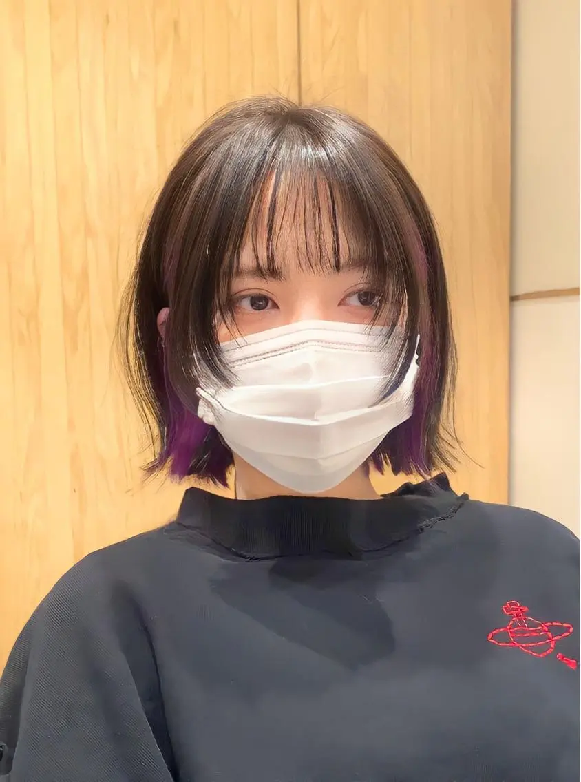ショート カラー パーマ ヘアアレンジ ボブレイヤー アディクシーカラー 透明感カラー イルミナカラー ボブ 小野寺瑞希 /最小顔カットのヘアスタイル