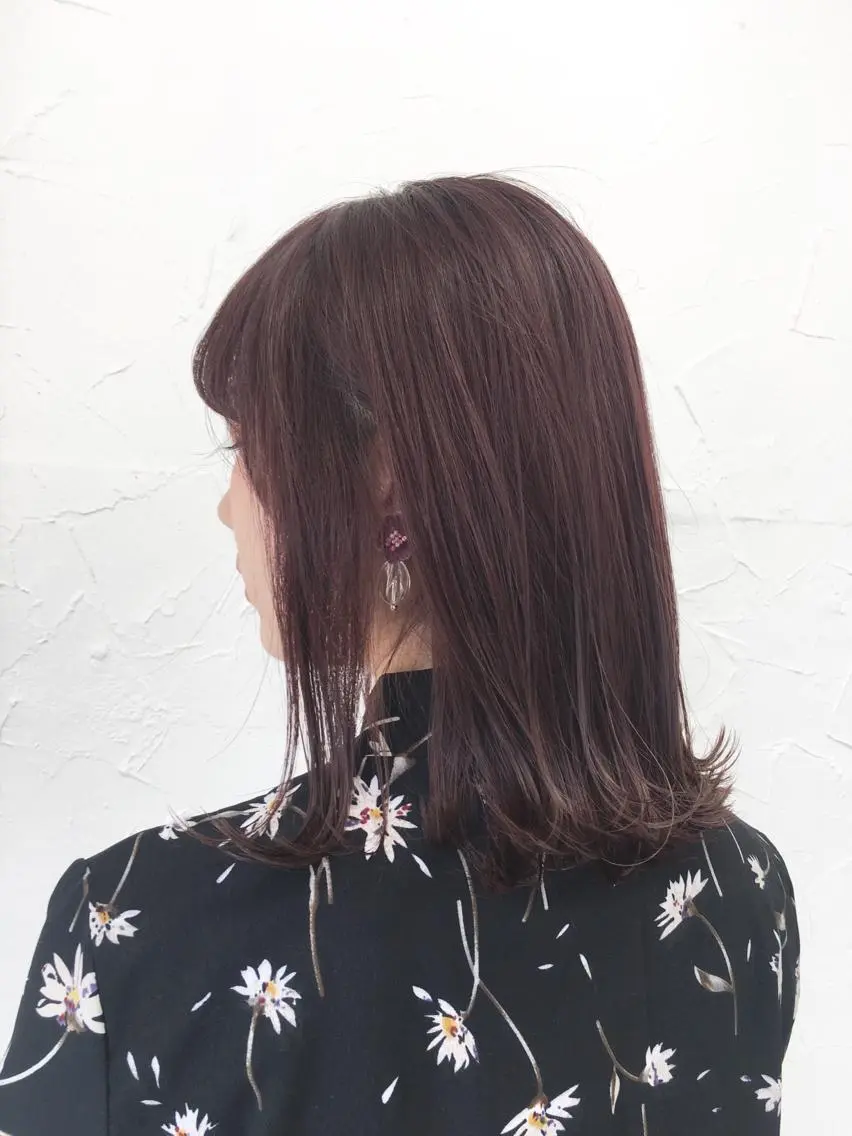 セミロング カラー ピンクカラー 脱!黒髪 ダブルカラー【上野】のヘアスタイル