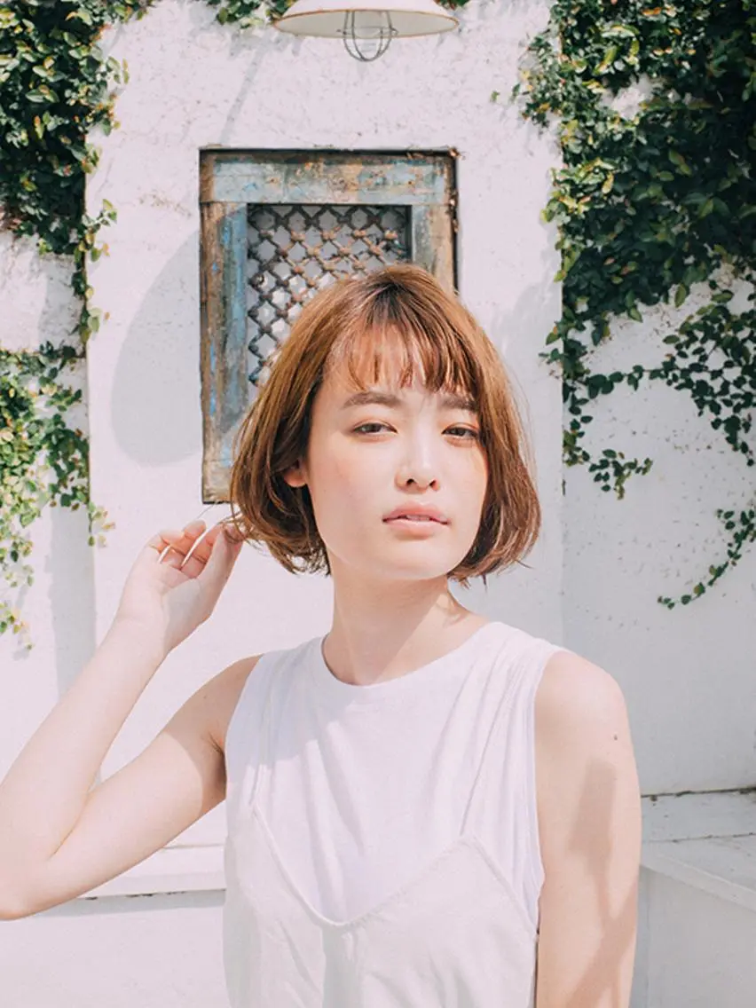 ショート くせ毛 シースルーバング 福島 浩司のヘアスタイル