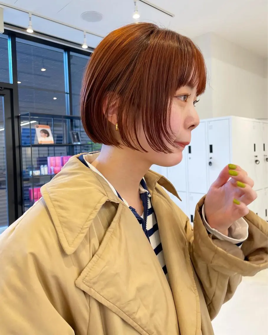 ショート カラー ブリーチ ブリーチなしカラー iroha半個室 大阪/ボブ/縮毛矯正のヘアスタイル