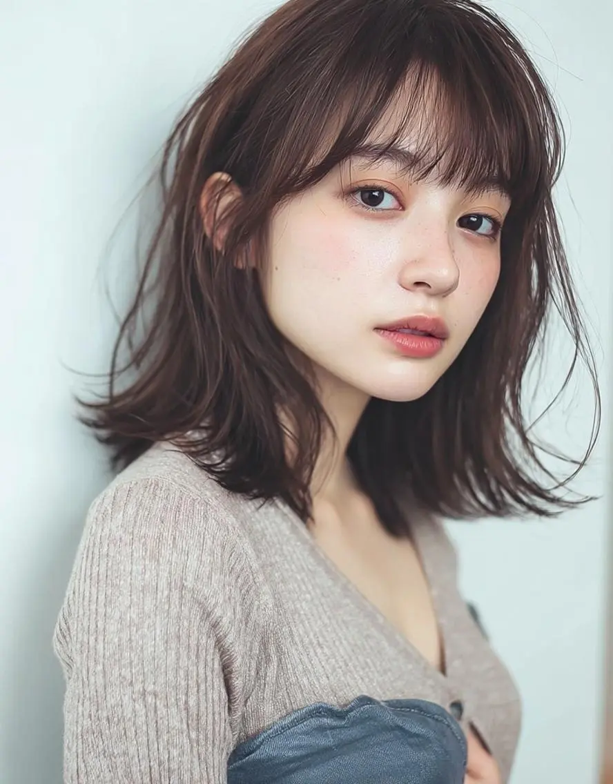 セミロング カラー デザインカラー✨ 透明感カラー菊地真保のヘアスタイル