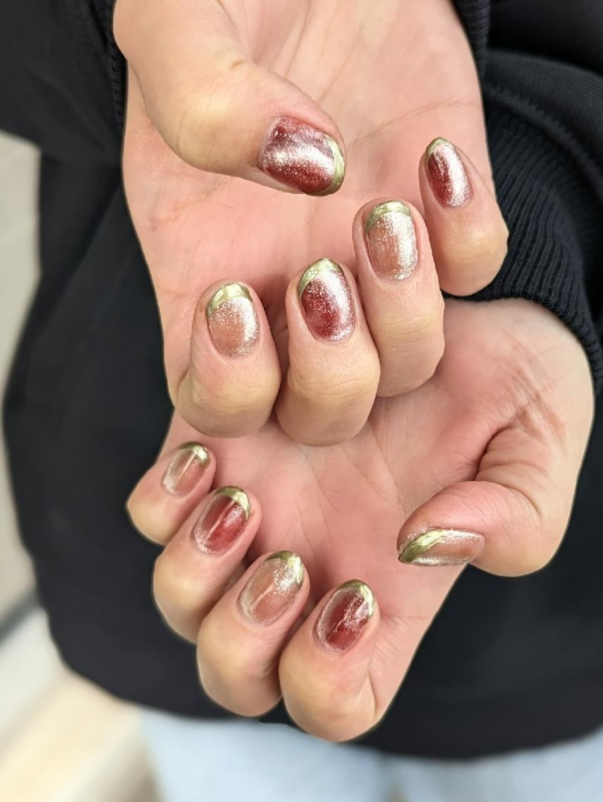 ネイル フレンチネイル マグネットネイル マグネットフレンチ ハンドネイル 推しネイル | 　aycnailのネイルデザイン