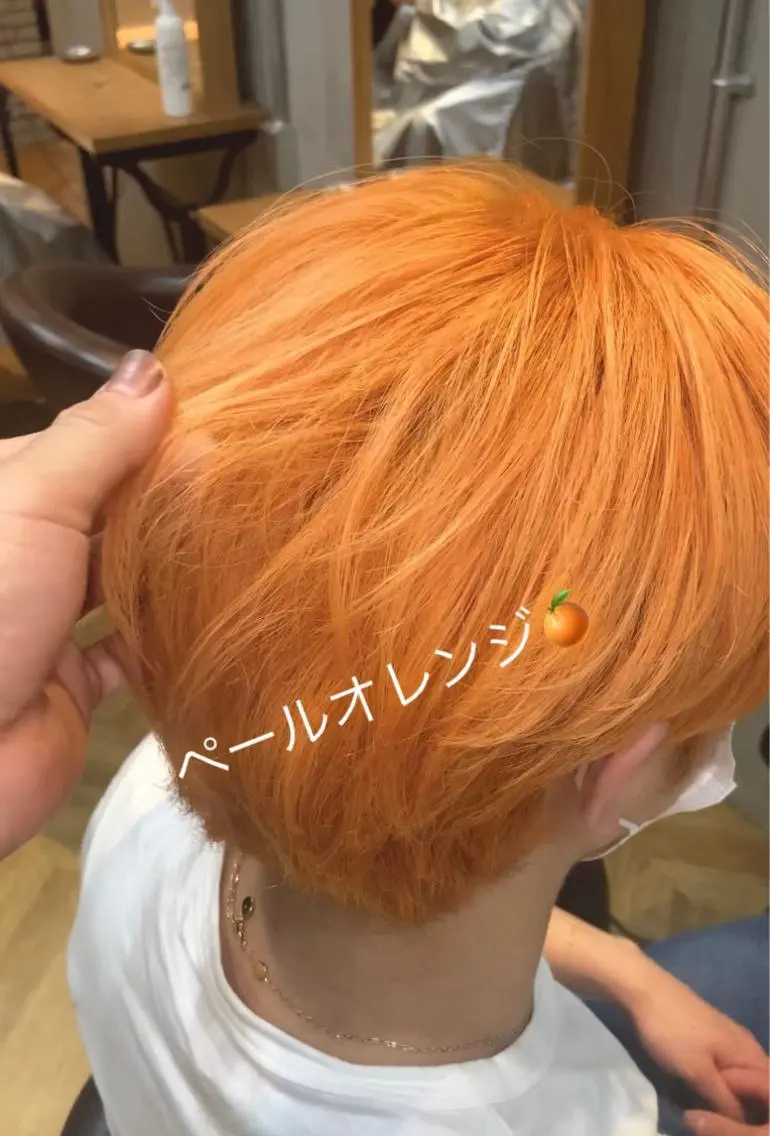 カラー メンズ メンズブリーチ ブリーチ ダブルカラー オレンジ Kensho 京都駅 ケアブリーチのヘアスタイル