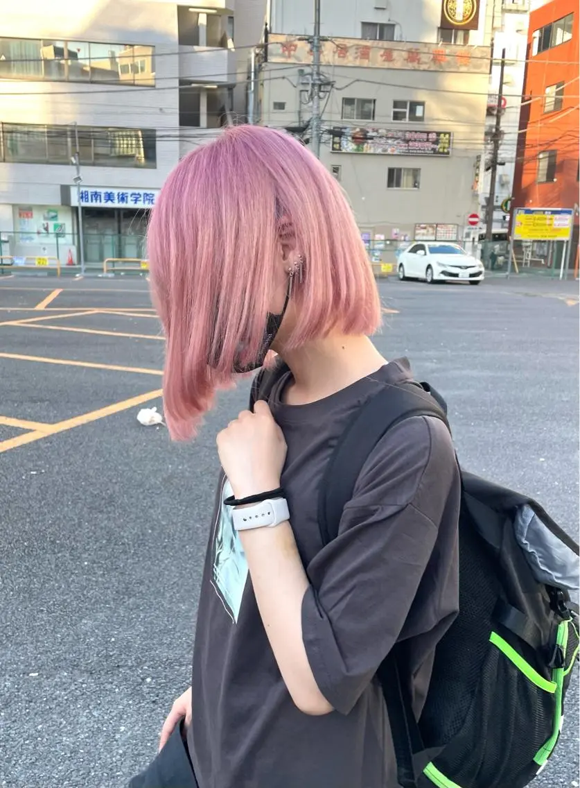 ミディアム カラー ブリーチ ピンクカラー ヘアカラー トリートメント レイヤー/ウルフ ハイトーンhiroのヘアスタイル
