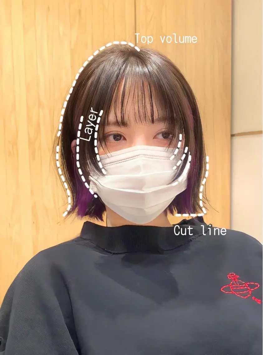ショート カラー パーマ ヘアアレンジ ボブレイヤー アディクシーカラー 透明感カラー イルミナカラー ボブ 小野寺瑞希 /最小顔カットのヘアスタイル