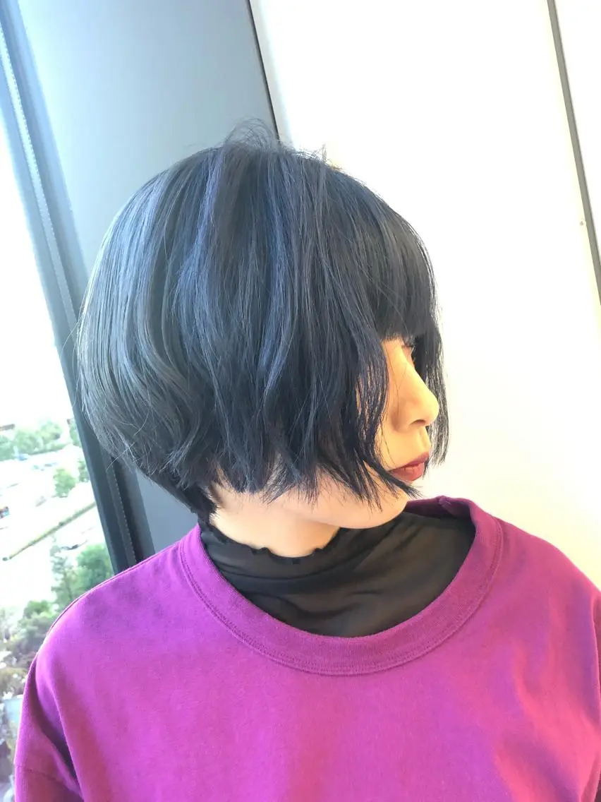 ショート カラー ブルーカラー ネイビーカラー ヘアカラー 透明感カラー♪ Hanaeのヘアスタイル
