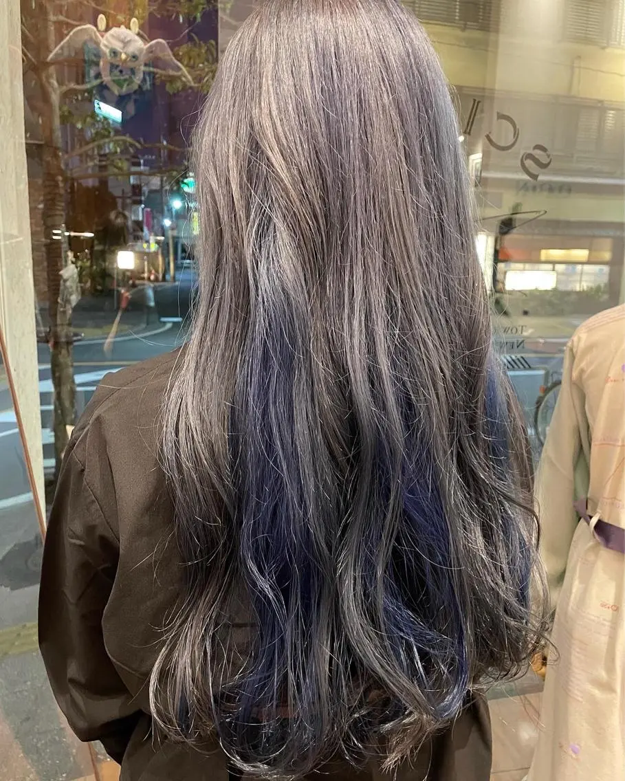 ロング カラー ブルーカラー ヘアカラー トリートメント CoCooN 店長 さのえみのヘアスタイル
