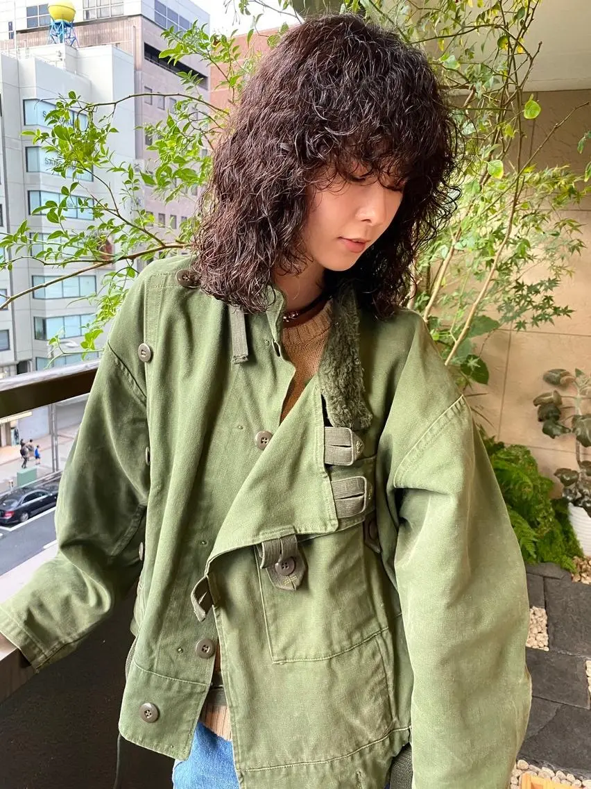 ミディアム カラー パーマ ショートボブ ミディアムパーマ アディクシーカラー ブリーチ ケアブリーチ カット ヘアカラー トリートメント CEINE OURのヘアスタイル